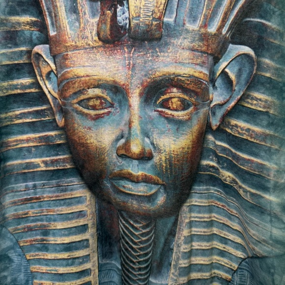 The Mountain Teal Graphic Egypt Tee Cotton size M King Tut Pharaoh Snake Tie Dye - Picture 3 of 8